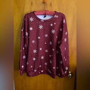 SHEIN Curve Red and White Crewneck Sweatshirt